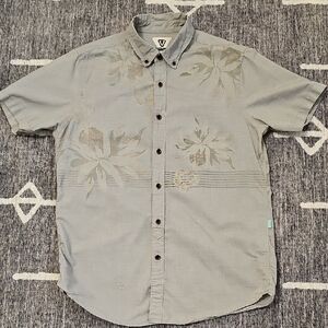 Vissla Men's Gray Floral Short Sleeve Shirt